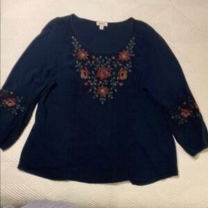Multicolored Crew Neck Embellished Blouse